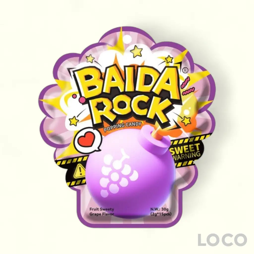 Baida Rock Popping Candy 2g x 15s - Grape