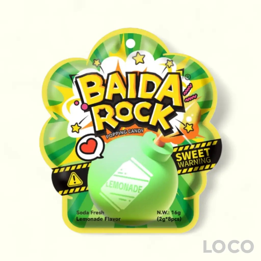 Baida Rock Popping Candy 2g x 8s - Lemonade