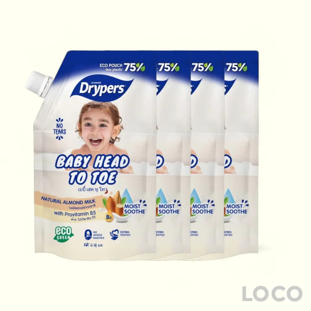 Drypers Baby Head to Toe Wash 450ml Pouch 3 + 1 Bundle
