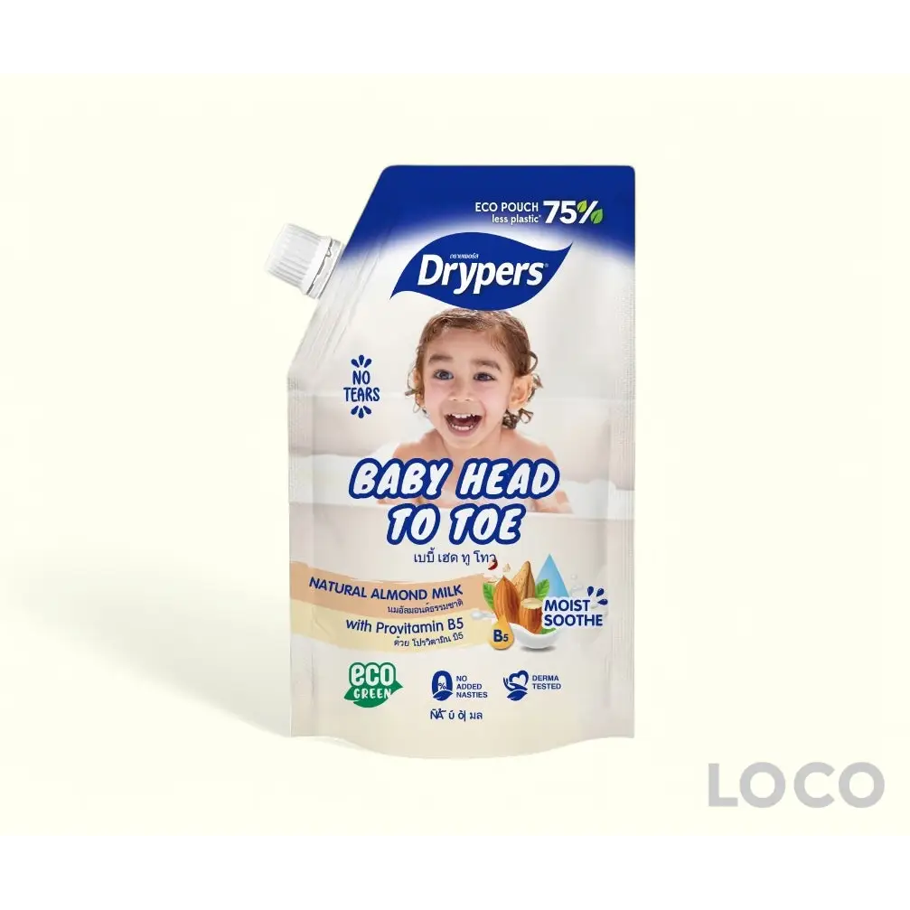 Drypers Baby Head to Toe Wash 450ml Pouch - Almond Milk