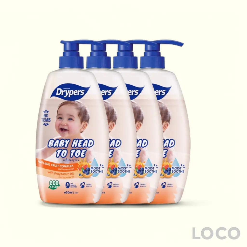 Drypers Baby Head to Toe Wash 650ml 3 + 1 Bundle - Fruit
