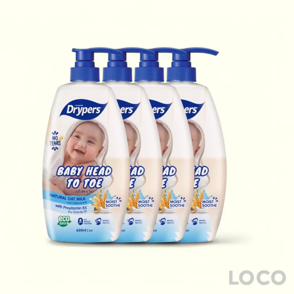 Drypers Baby Head to Toe Wash 650ml 3 + 1 Bundle - Oat Milk