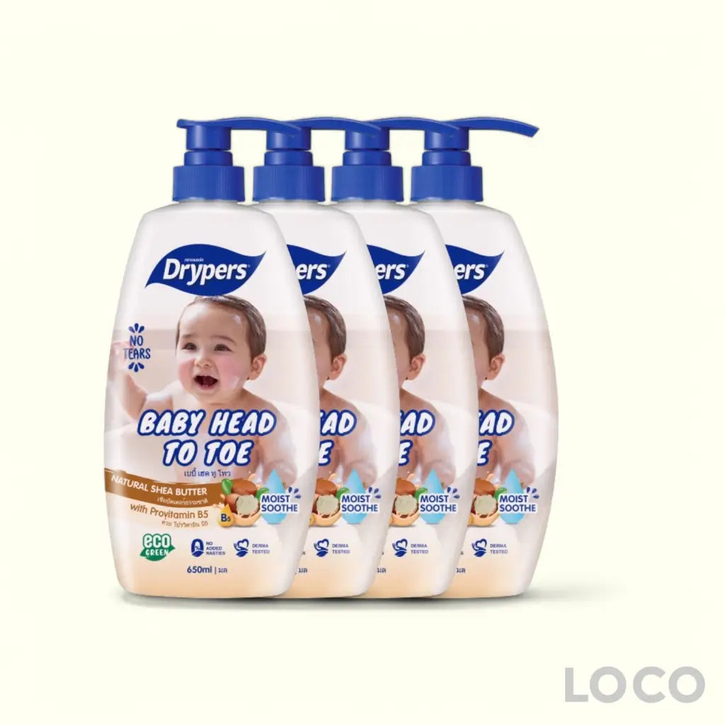 Drypers Baby Head to Toe Wash 650ml 3 + 1 Bundle - Shea