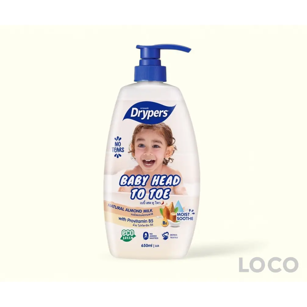 Drypers Baby Head to Toe Wash 650ml - Almond Milk - Baby