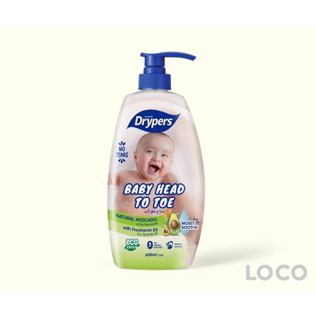 Drypers Baby Head to Toe Wash 650ml - Avocado - Baby Care