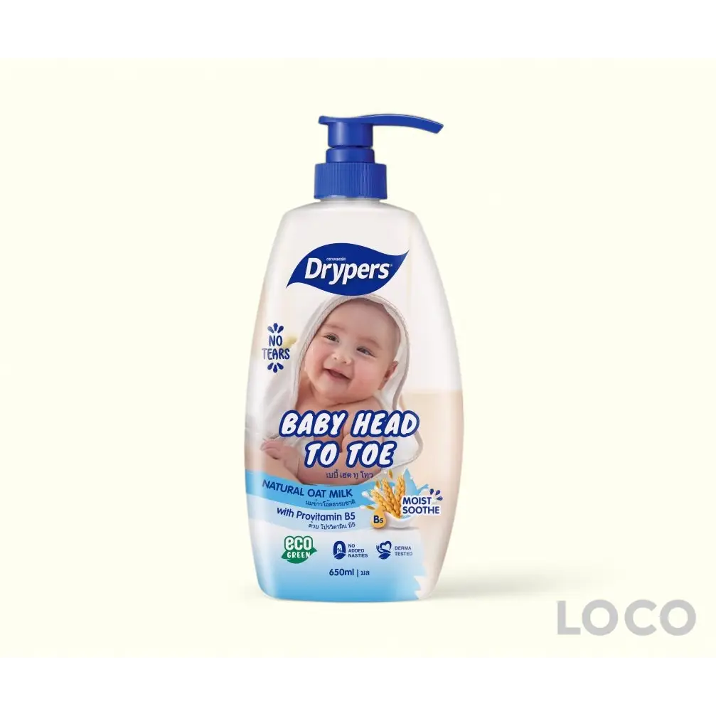 Drypers Baby Head to Toe Wash 650ml - Oat Milk - Baby Care