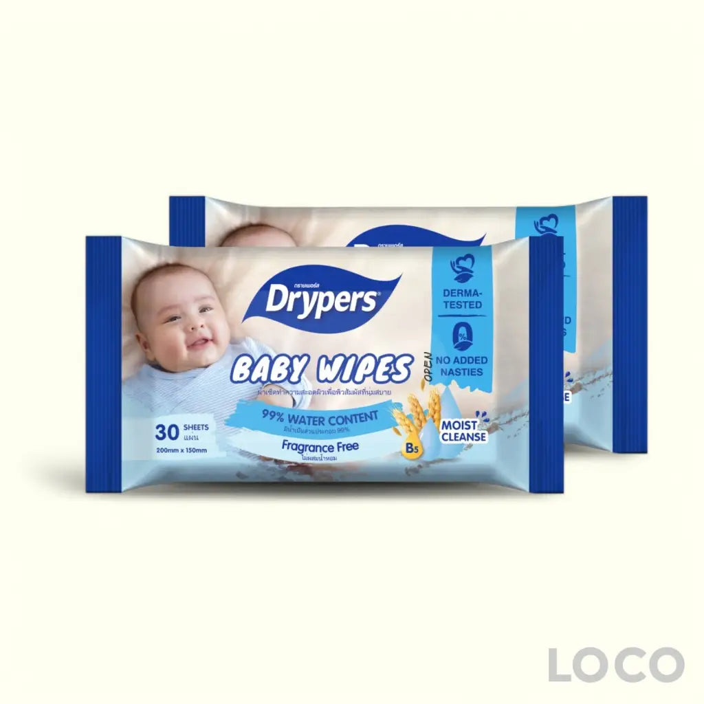 Drypers Baby Wipes 2x30s - Fragrance Free - Baby Care
