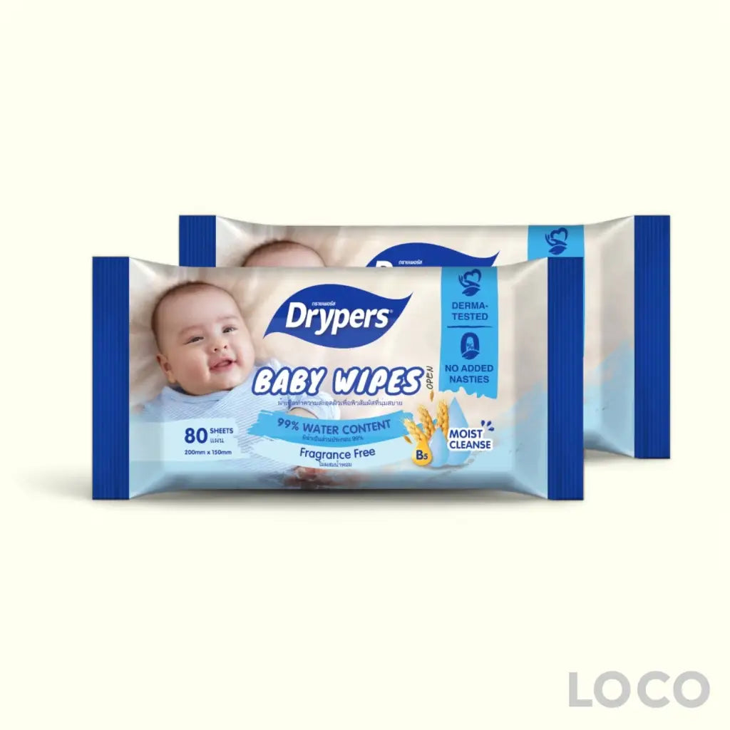 Drypers Baby Wipes 2x80s - Regular - Baby Care