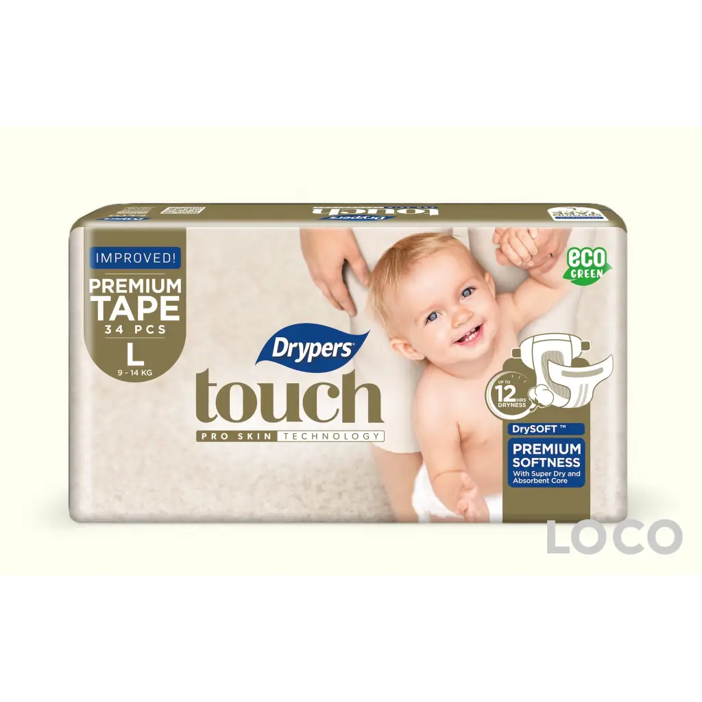 Drypers Touch Open Mega Pack - L 54 - Baby Diapers
