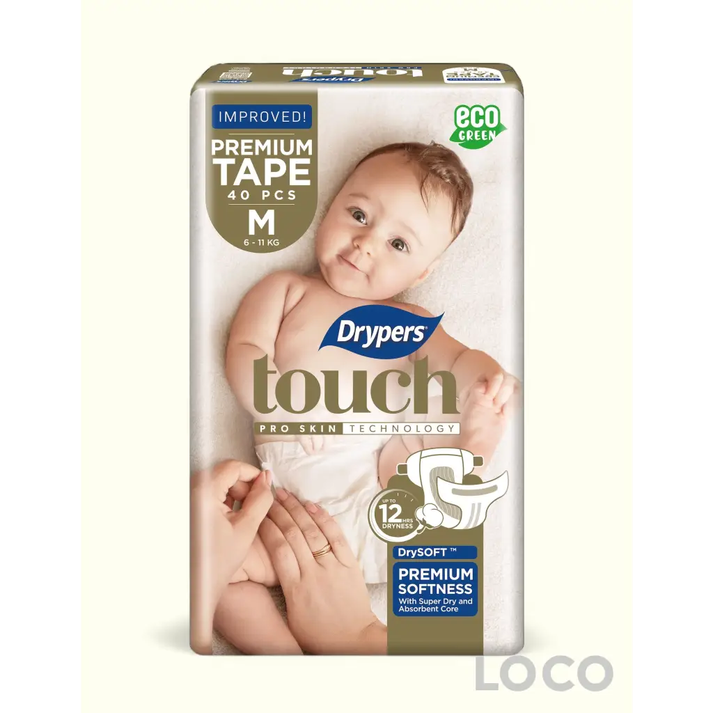 Drypers Touch Open Mega Pack - M 64 - Baby Diapers