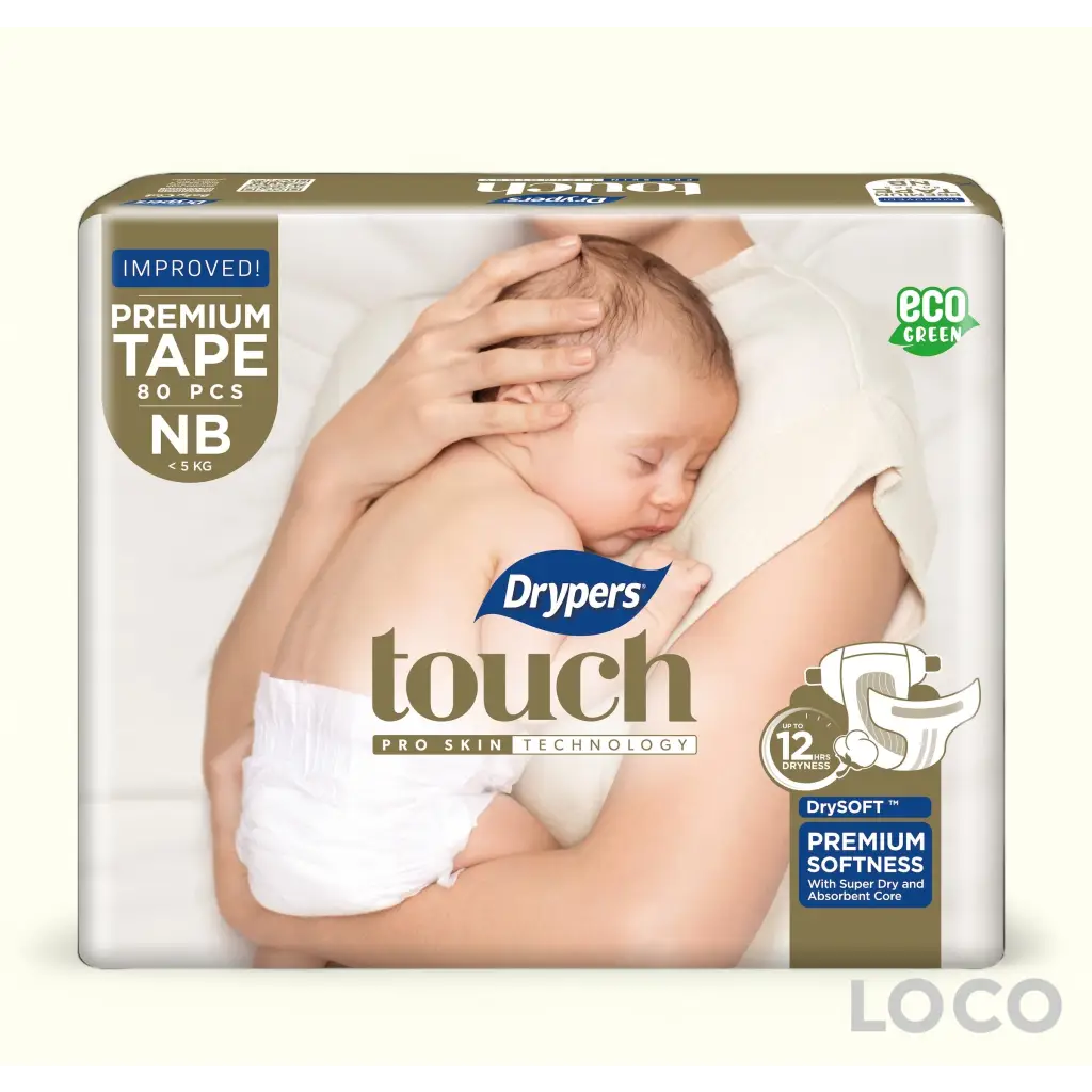 Drypers Touch Open Mega Pack - NB 80 - Baby Diapers