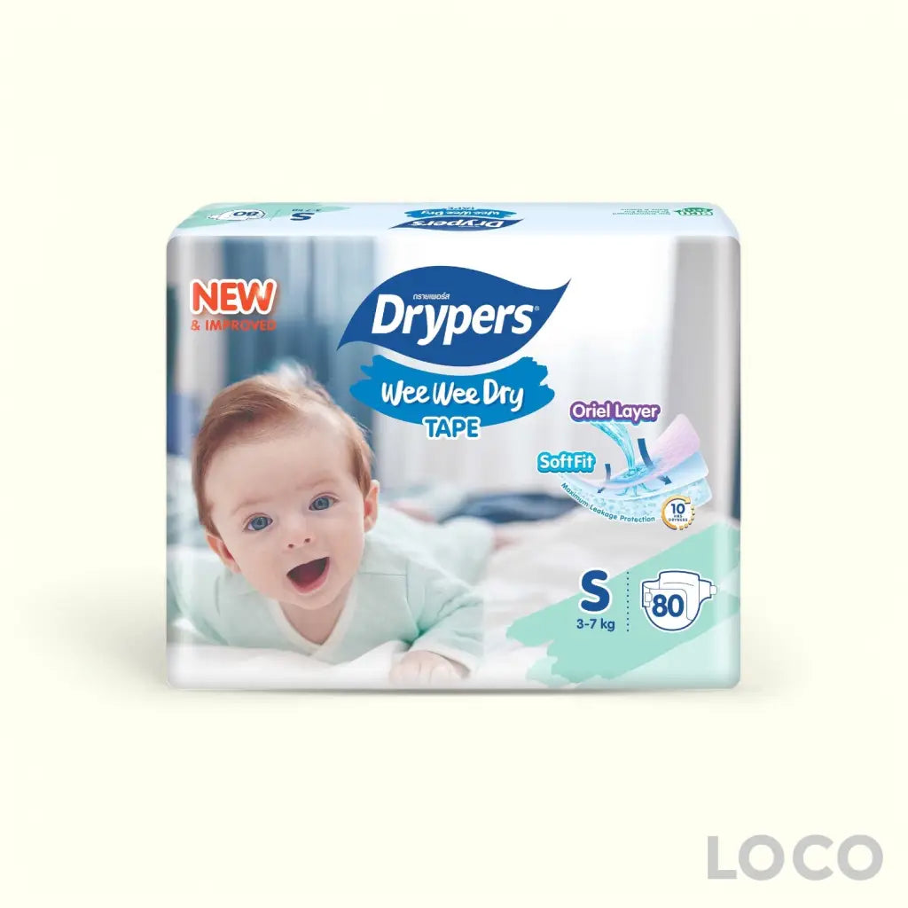 Drypers Wee Wee Dry Open Mega Pack - S 80 - Baby Diapers