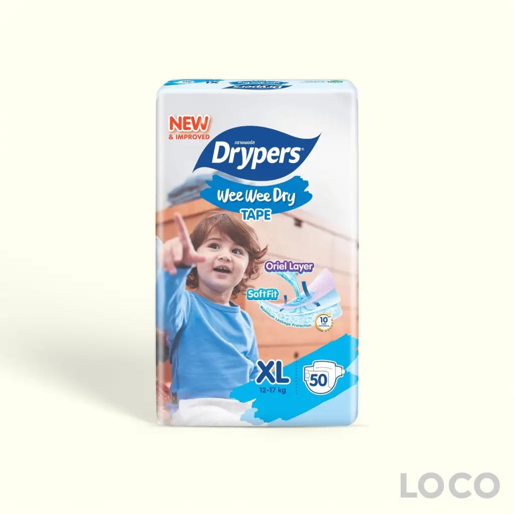 Drypers Wee Wee Dry Open Mega Pack - XL 50 - Baby Diapers