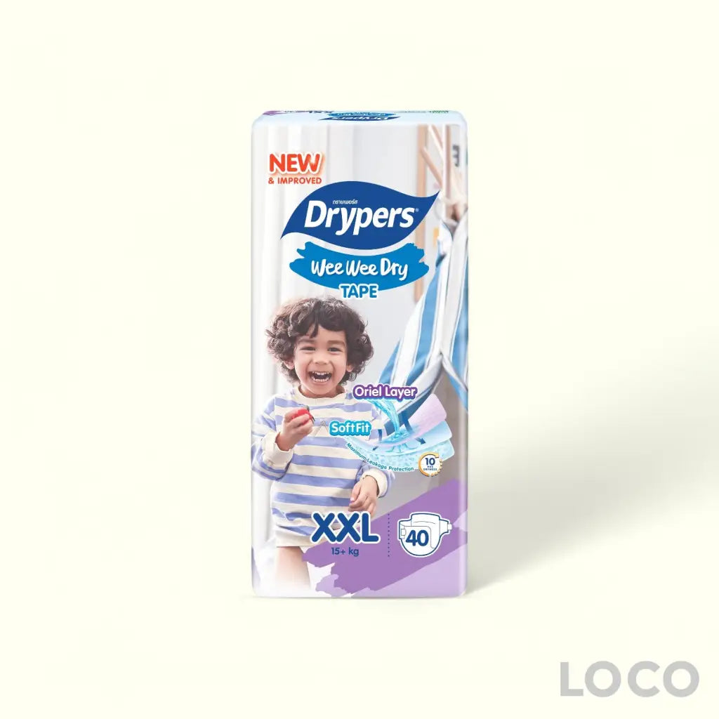 Drypers Wee Wee Dry Open Mega Pack - XXL 40 - Baby Diapers