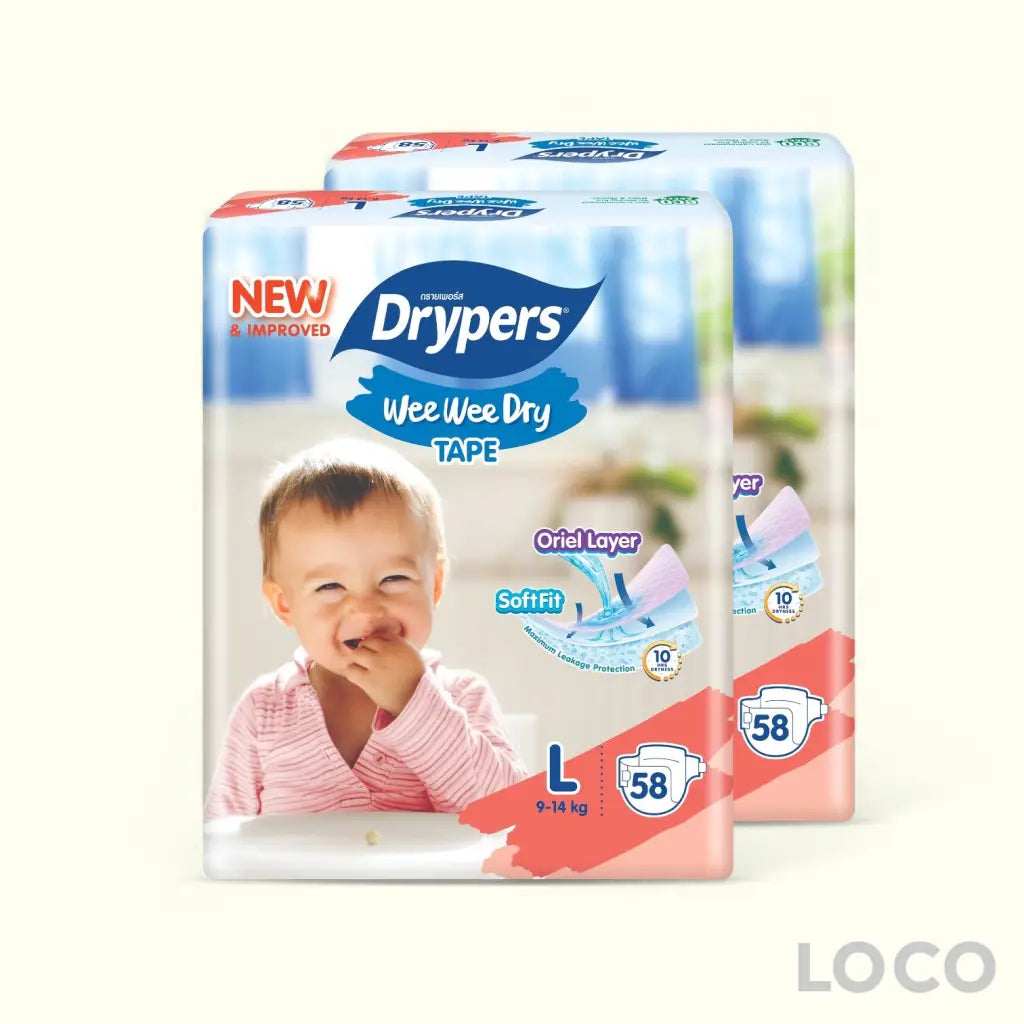 Drypers Wee Wee Dry Open Mega Twin Pack - L58 X 2 - Baby