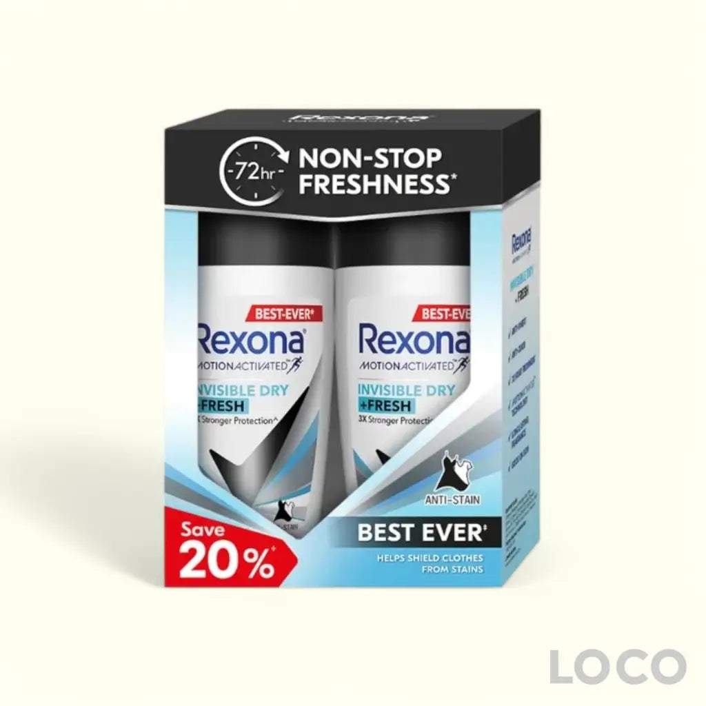 Rexona Women Roll On 72H 2x45ml Twin Pack - Invisible Dry