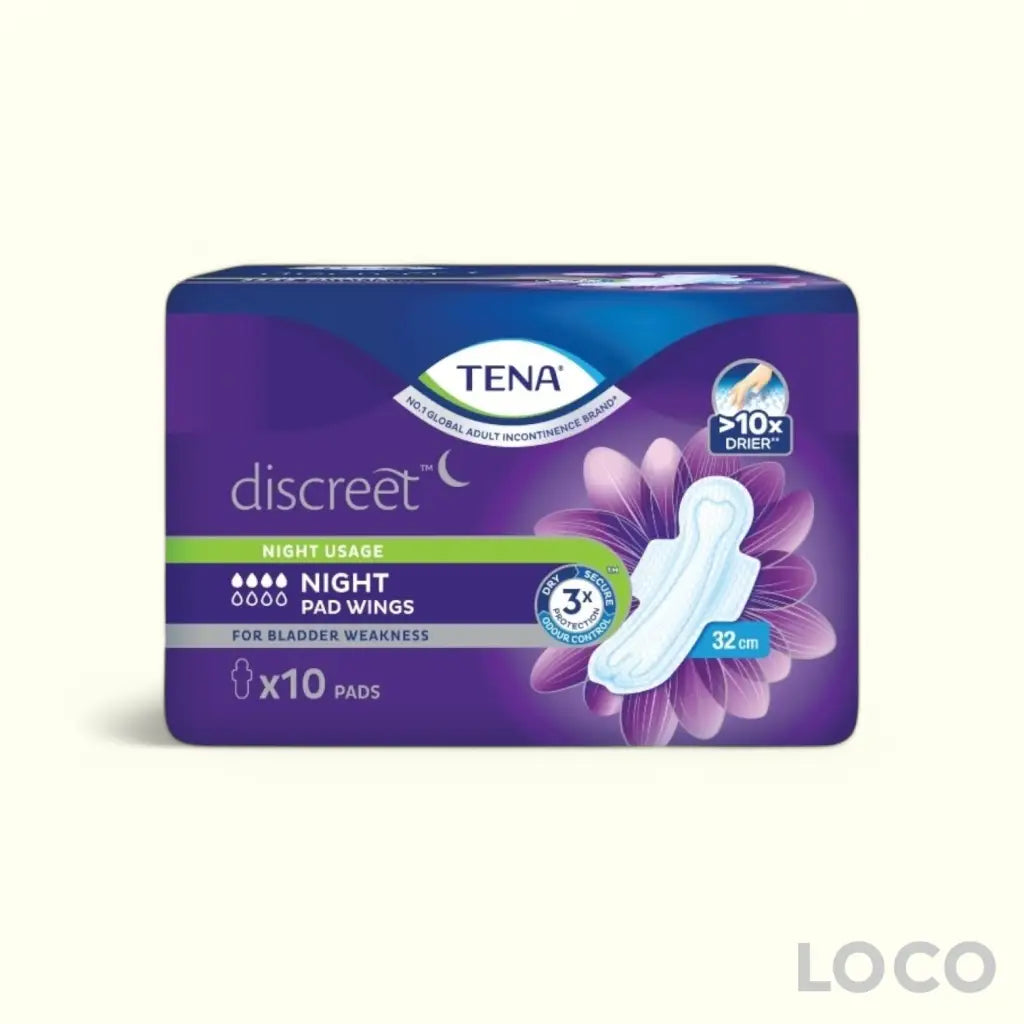 TENA Discreet Incontinence Pads - Night Pad W 32cm 10s