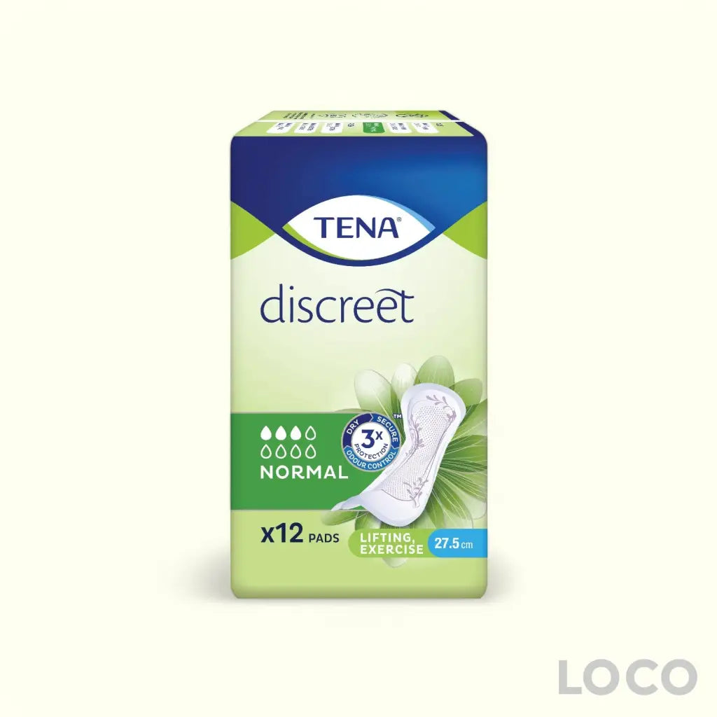 TENA Discreet Incontinence Pads - Normal Pad NW 27.5cm 12s
