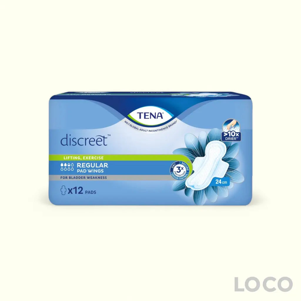 TENA Discreet Incontinence Pads - Regular Pad W 24cm 12s