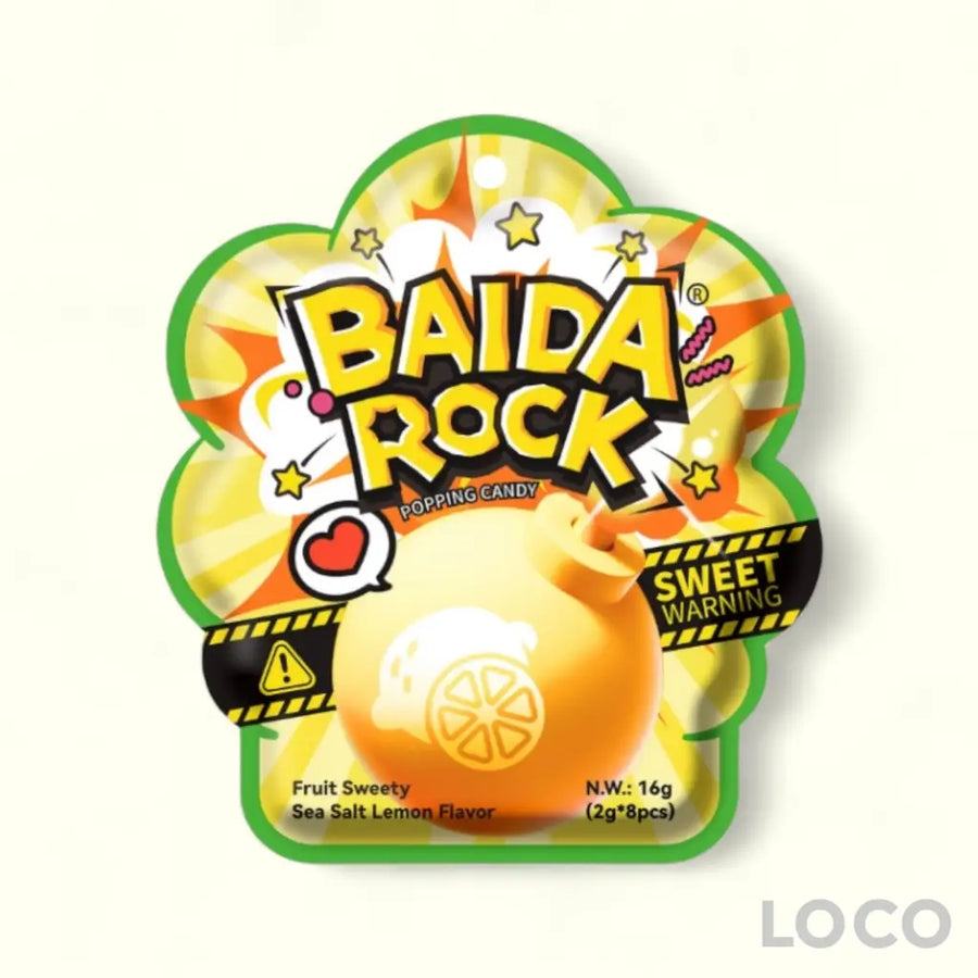 Baida Rock Popping Candy 2g x 8s - Sea Salt Lemon