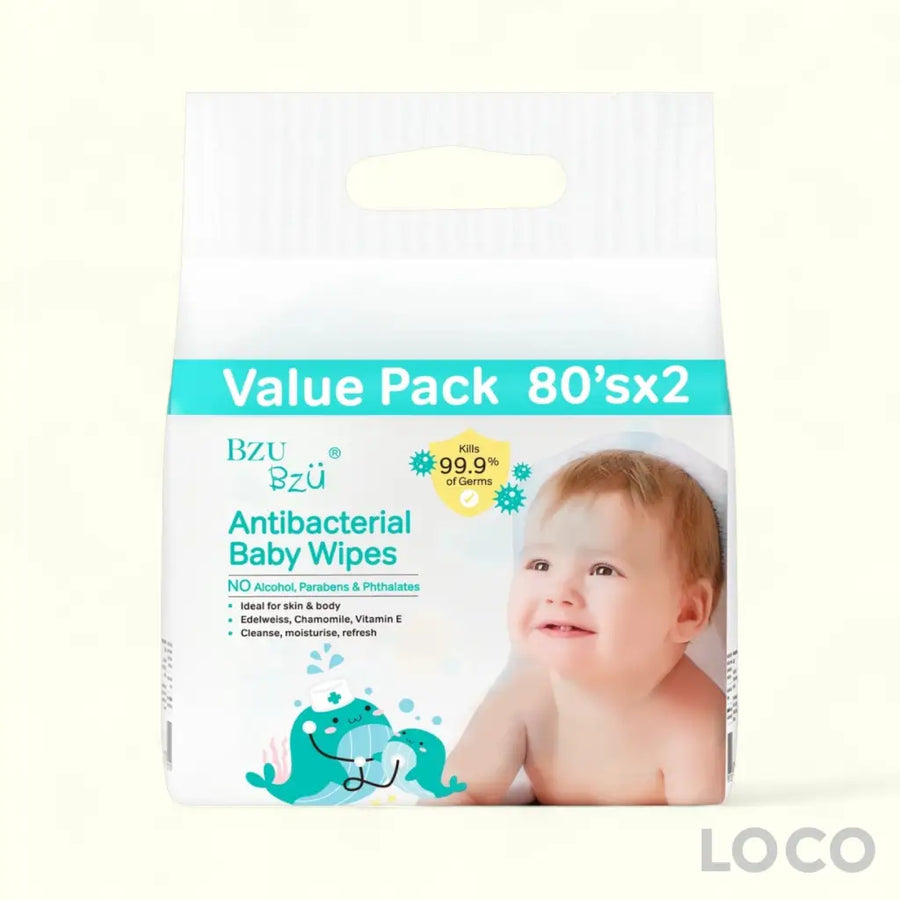 BzuBzu Antibacterial Baby Wipes 80 Wipes Value Pack