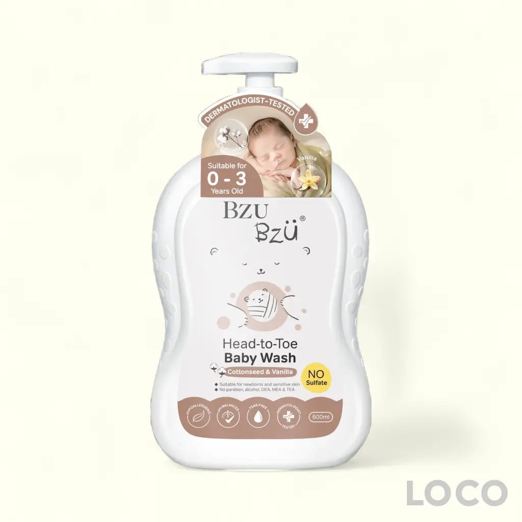 BzuBzu Baby Head-to-Toe Wash 600ml - Cottonseed & Vanilla