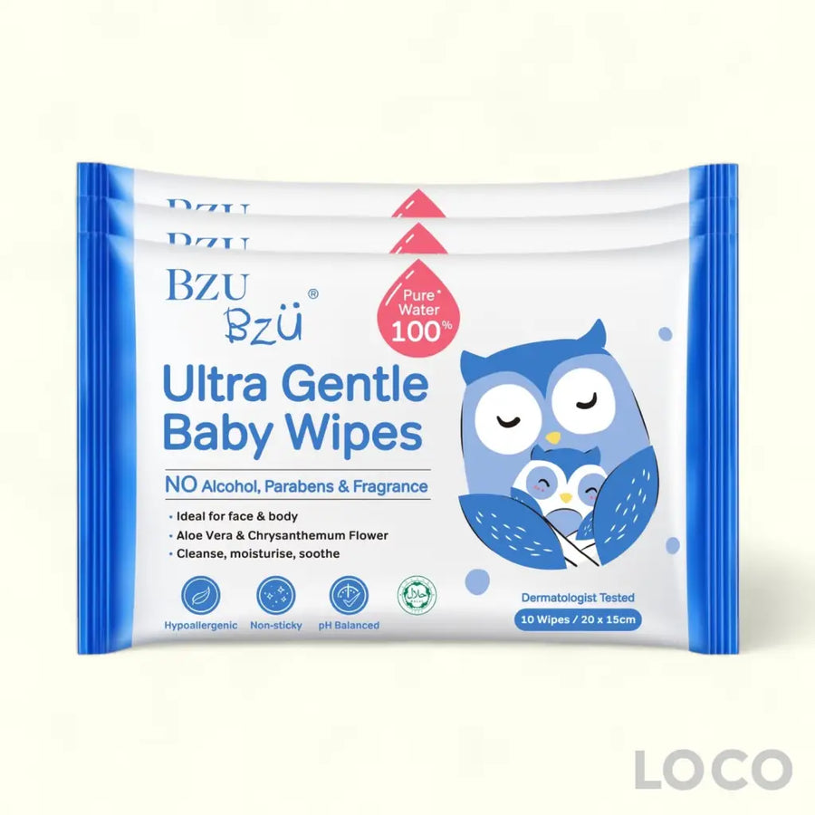 BzuBzu Ultra Gentle Baby Wipes 10 Wipes x3 Value Pack