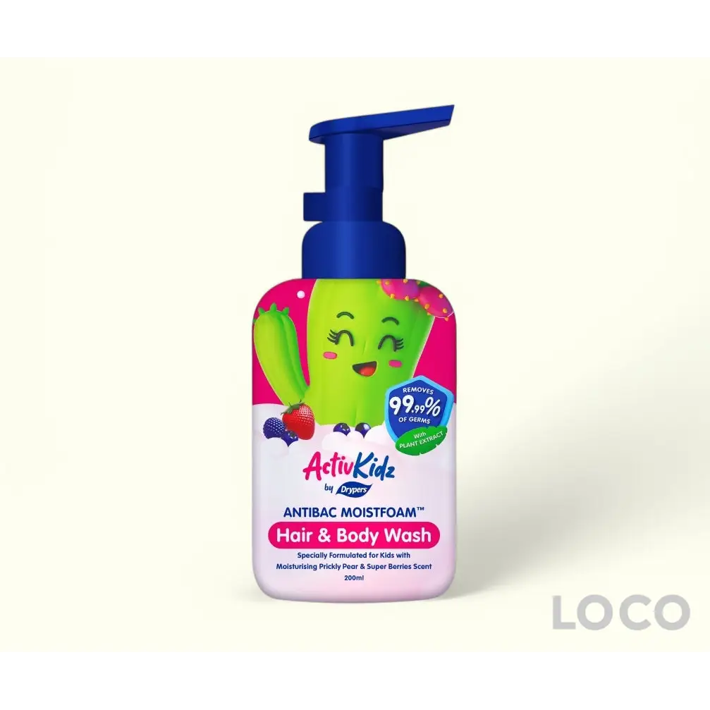 Drypers ActivKidz Antibacterial Foaming Hair & Body Wash