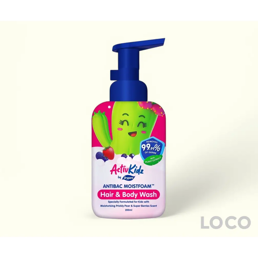 Drypers ActivKidz Antibacterial Foaming Hair & Body Wash