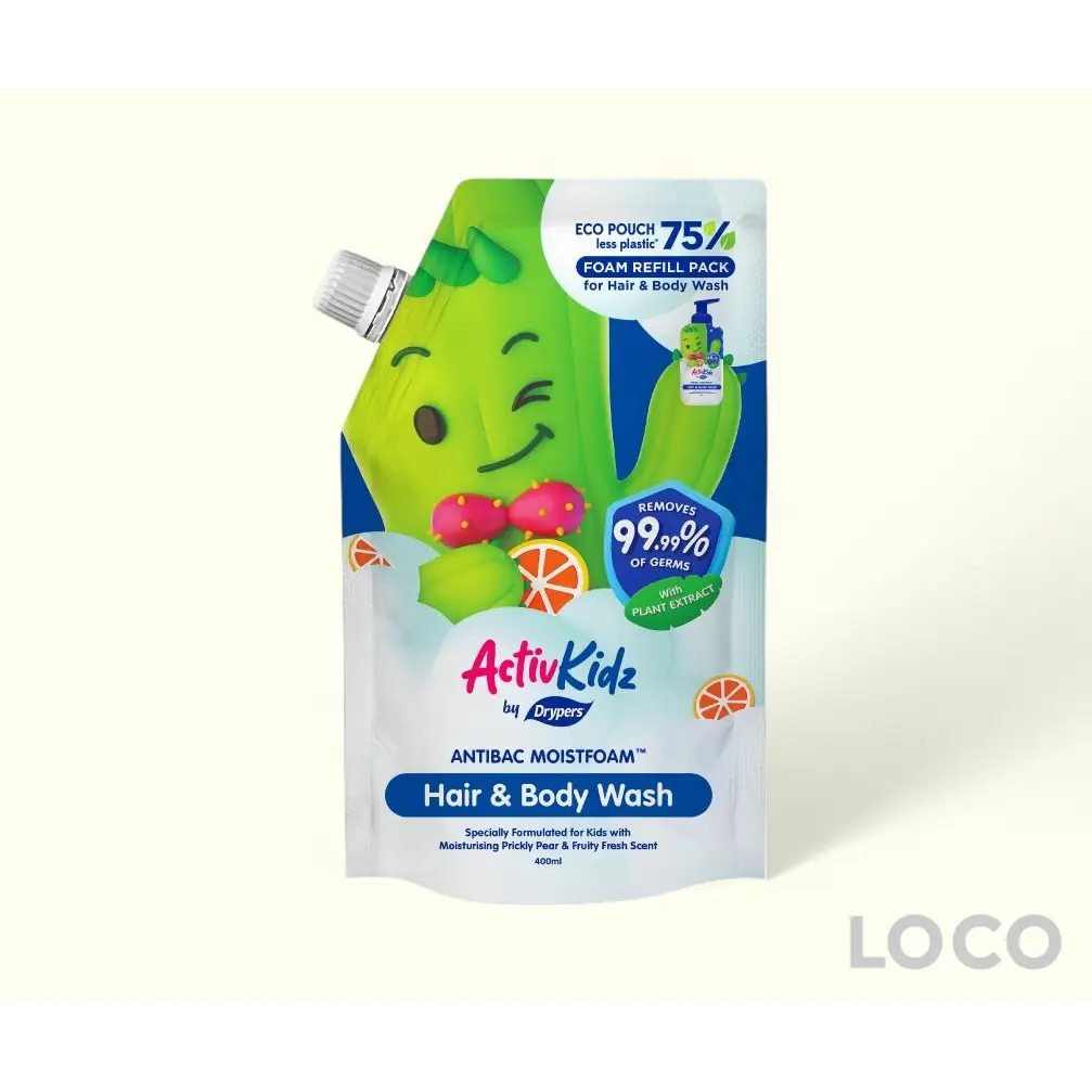 Drypers ActivKidz Antibacterial Foaming Hair & Body Wash