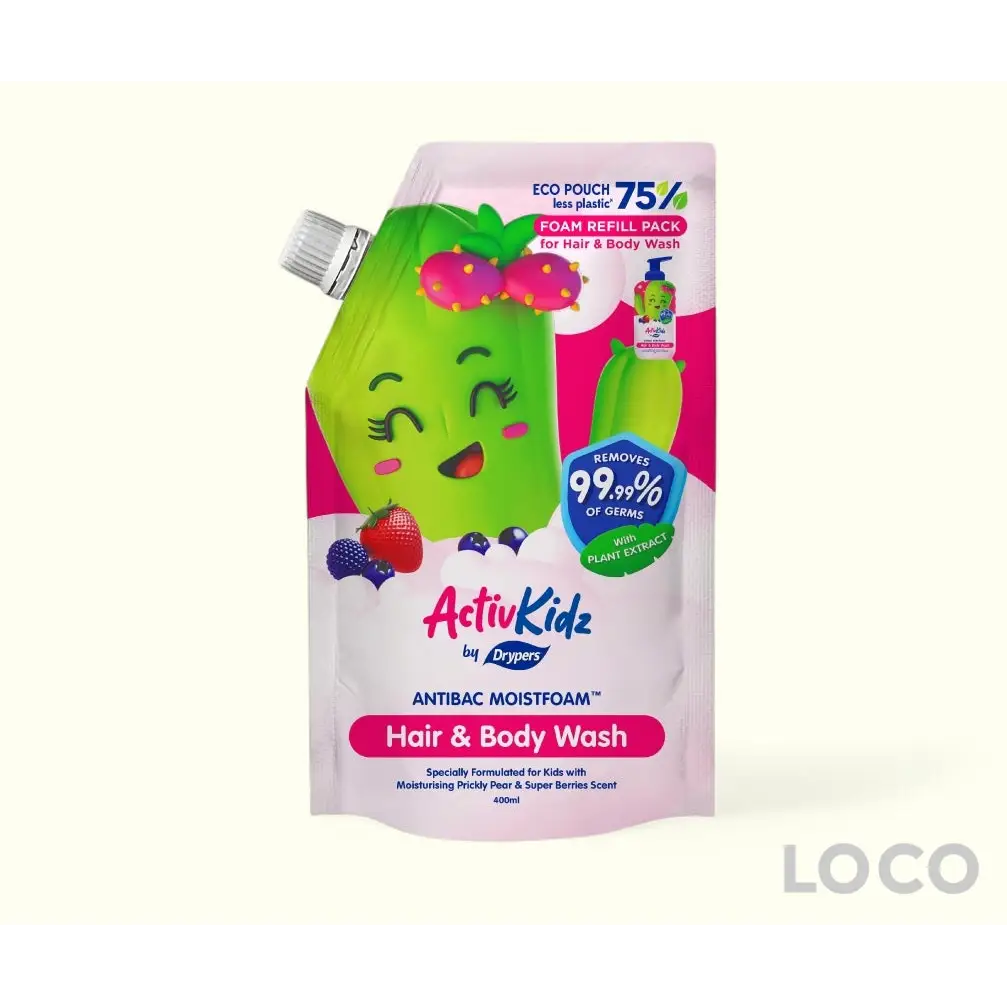 Drypers ActivKidz Antibacterial Foaming Hair & Body Wash