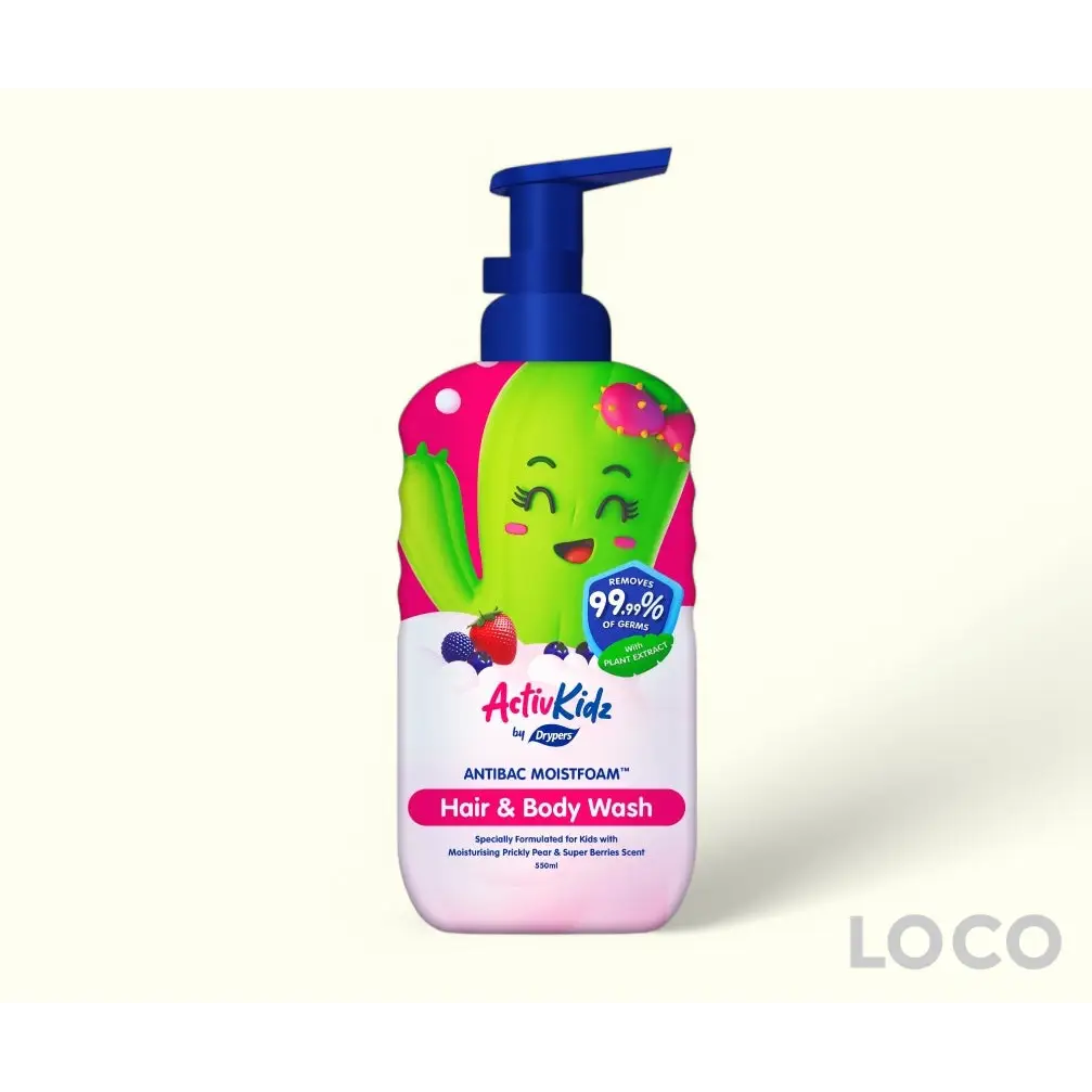 Drypers ActivKidz Antibacterial Foaming Hair & Body Wash