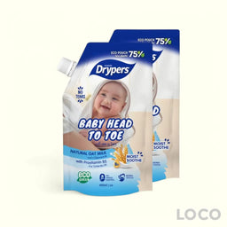 Drypers Baby Head to Toe Wash 2x450ml Pouch Twin Pack - Oat