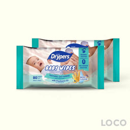 Drypers Baby Wipes 2x80s - Fragrance Free - Baby Care