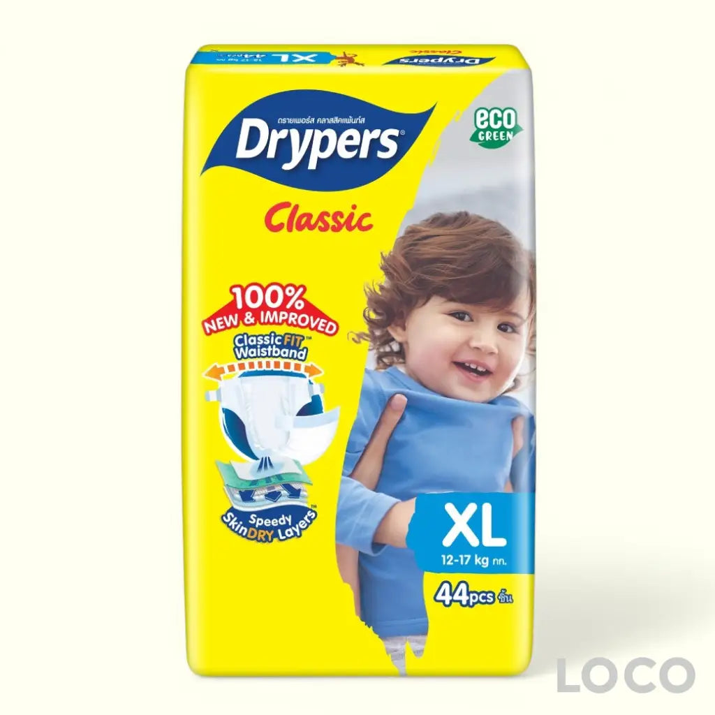 Drypers Classic Open Mega Pack - XL 44 - Baby Diapers