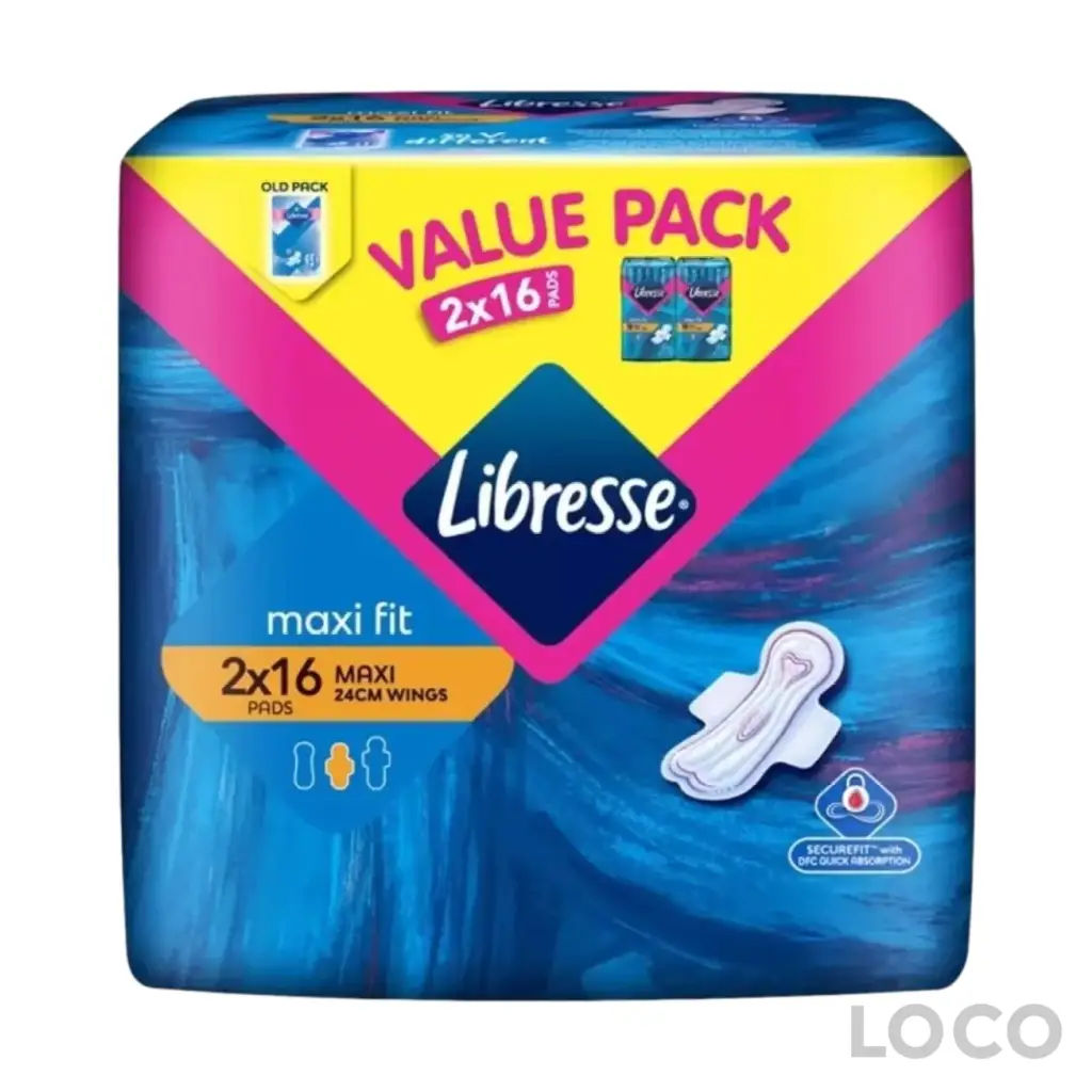 Libresse Maxi Wing 24cm (2x16s) Twin Pack - Feminine Care