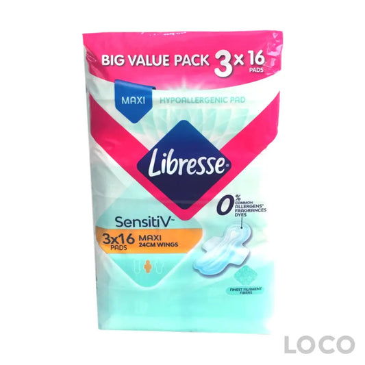 Libresse Sensitiv Maxi Wing 24cm (3x16s) Big Value Pack -