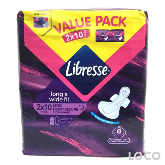 Libresse Wider Back Night Wing 32cm (2x10s) Twin Pack -