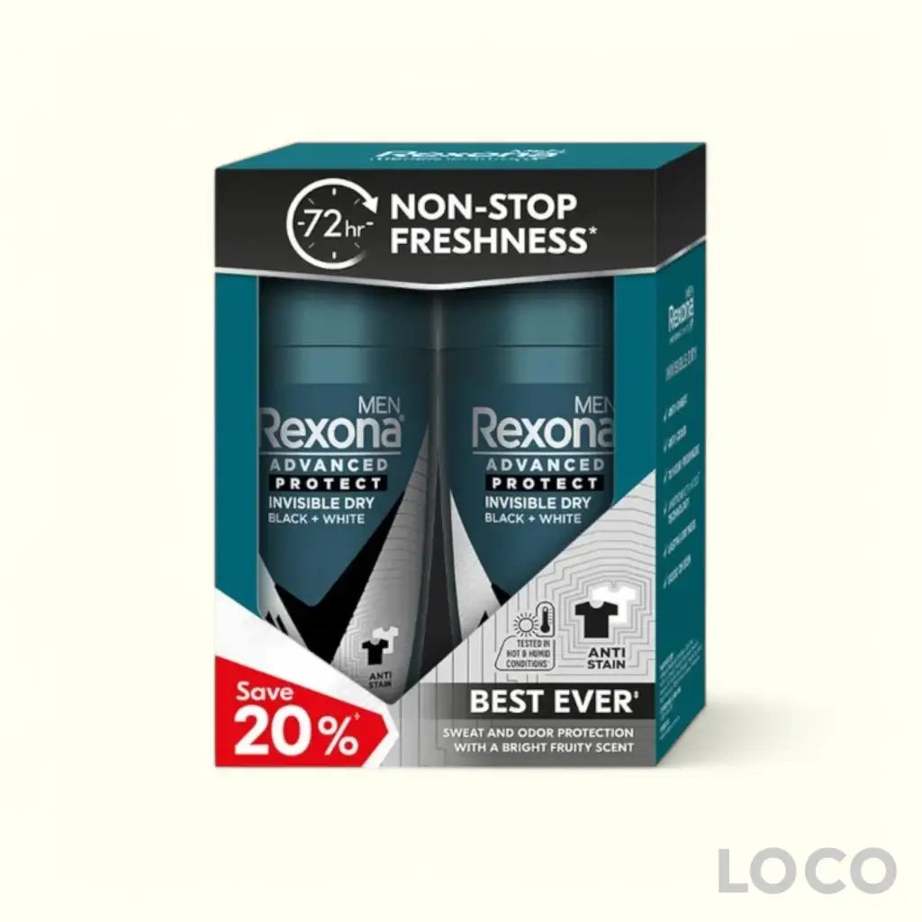 Rexona Men Roll On 72H 2x45ml Twin Pack - Invisible Dry