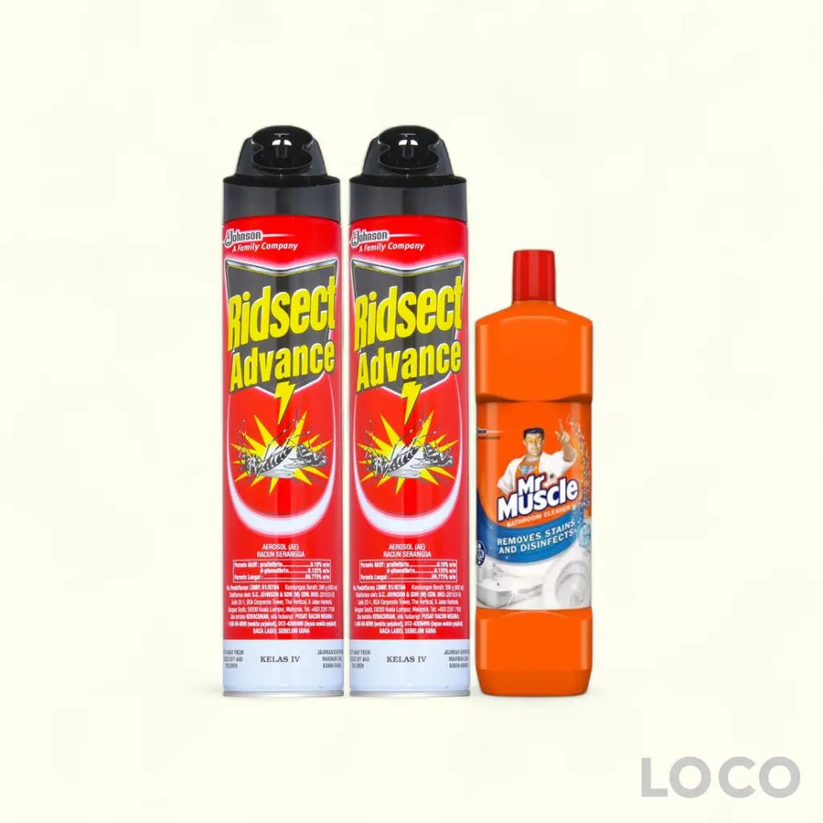 Ridsect 720ml x2 Twin Pack FOC Mr Muscle Bathroom 450ml