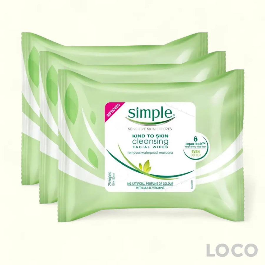 Simple Cleansing Facial Wipes 25s Triple Pack