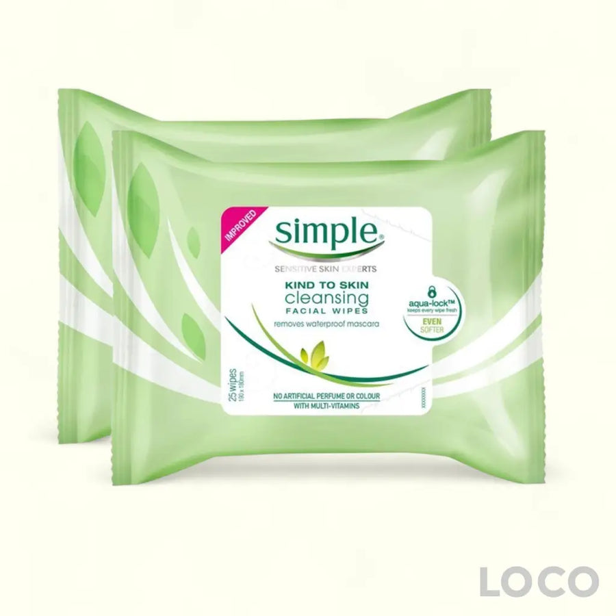 Simple Cleansing Facial Wipes 25s Twin Pack