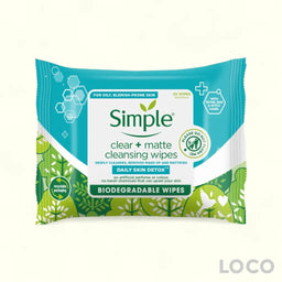 Simple Daily Skin Detox Clear Matte Cleansing Wipes 25s
