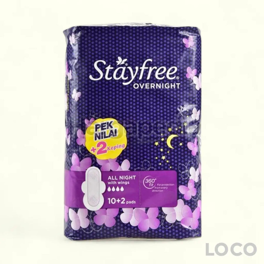 Stayfree Feminine Pads Soft Overnight 10S + 2S