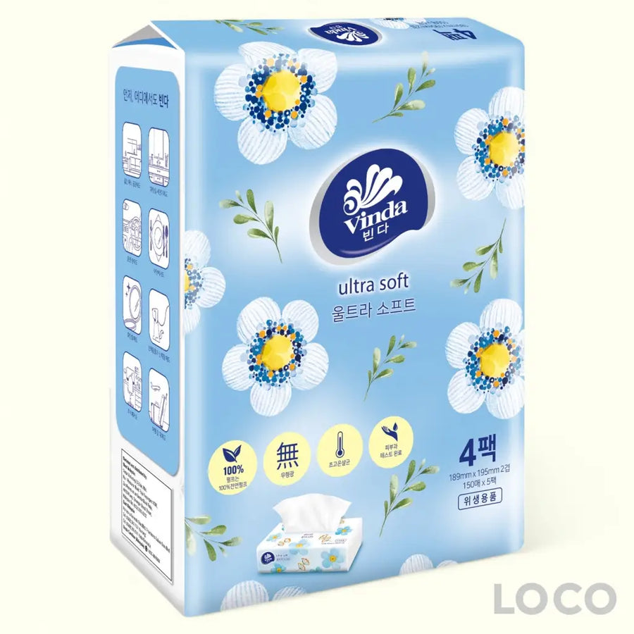 Vinda Ultra Soft Facial Tissue Soft Pack 2ply 4x150s