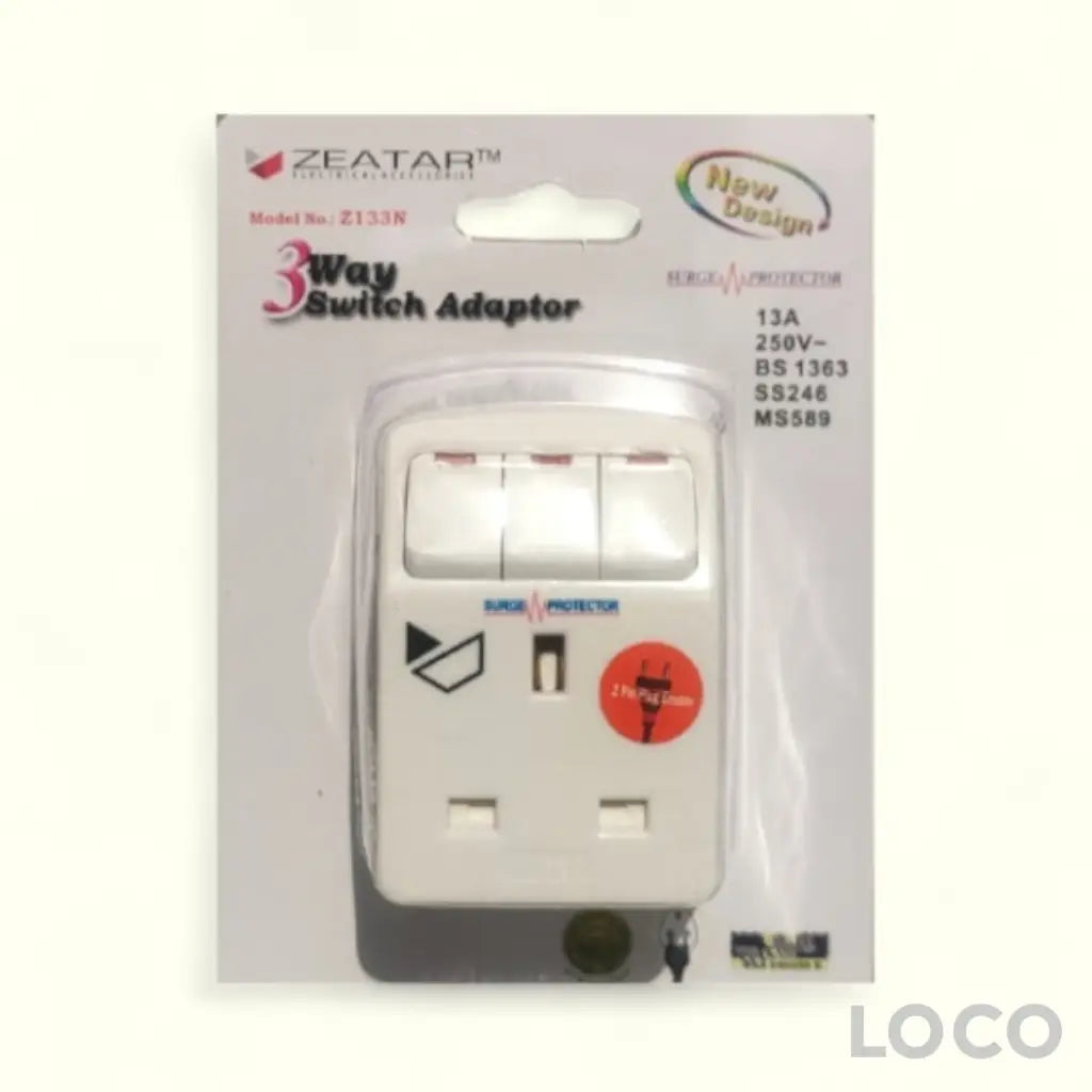 Zeatar Adaptor 3 Way Surge Switch Control Z133