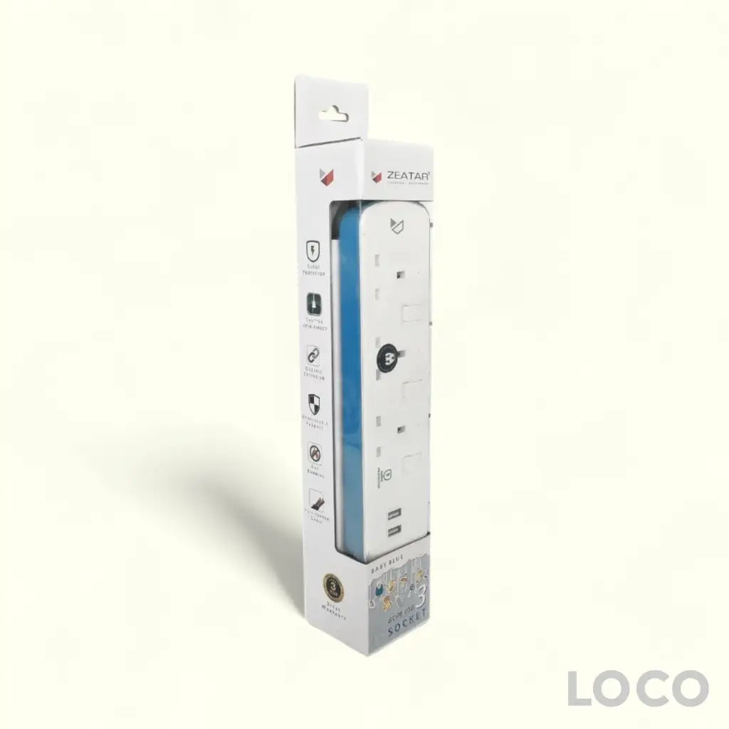 Zeatar Power Strip 3Way USB Surge 2M